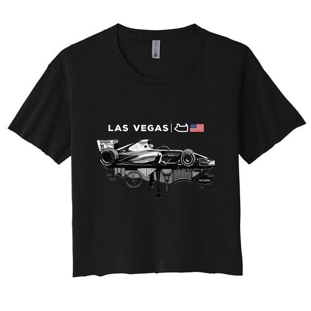 Formula Racing Open Wheel Car Las Vegas Circuit Usa Flag Crop Top