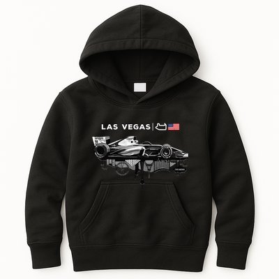 Formula Racing Open Wheel Car Las Vegas Circuit Usa Flag Kids Hoodie