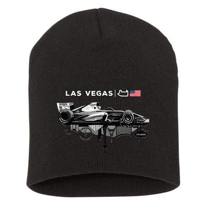 Formula Racing Open Wheel Car Las Vegas Circuit Usa Flag Short Acrylic Beanie