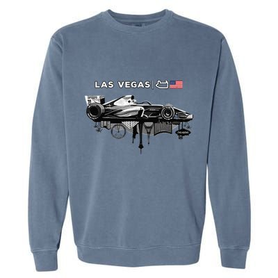 Formula Racing Open Wheel Car Las Vegas Circuit Usa Flag Garment-Dyed Sweatshirt