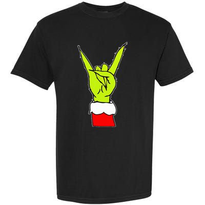 Funny Rock On Hand Christmas Rock & Roll Elf Xmas Garment-Dyed Heavyweight T-Shirt