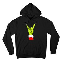 Funny Rock On Hand Christmas Rock & Roll Elf Xmas Hoodie