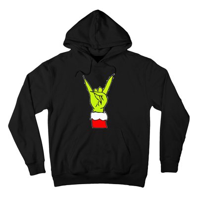 Funny Rock On Hand Christmas Rock & Roll Elf Xmas Hoodie