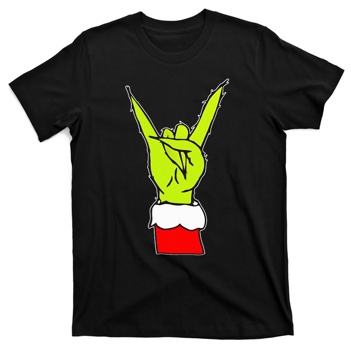 Funny Rock On Hand Christmas Rock & Roll Elf Xmas T-Shirt