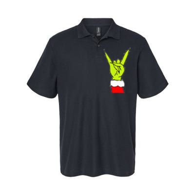 Funny Rock On Hand Christmas Rock & Roll Elf Xmas Softstyle Adult Sport Polo