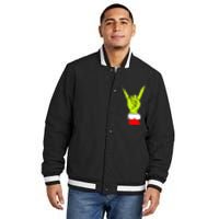 Funny Rock On Hand Christmas Rock & Roll Elf Xmas Insulated Varsity Jacket