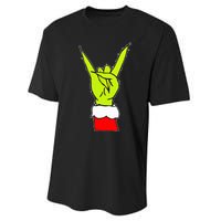 Funny Rock On Hand Christmas Rock & Roll Elf Xmas Performance Sprint T-Shirt