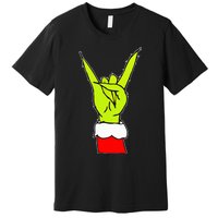 Funny Rock On Hand Christmas Rock & Roll Elf Xmas Premium T-Shirt