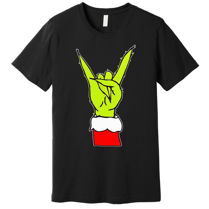 Funny Rock On Hand Christmas Rock & Roll Elf Xmas Premium T-Shirt