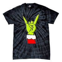 Funny Rock On Hand Christmas Rock & Roll Elf Xmas Tie-Dye T-Shirt