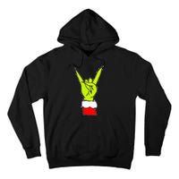 Funny Rock On Hand Christmas Rock & Roll Elf Xmas Tall Hoodie