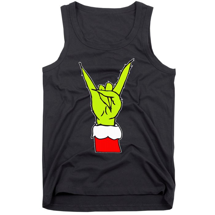 Funny Rock On Hand Christmas Rock & Roll Elf Xmas Tank Top