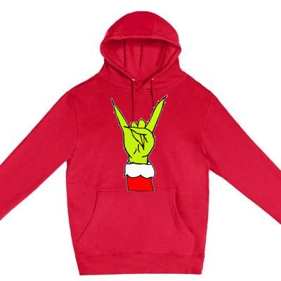 Funny Rock On Hand Christmas Rock & Roll Elf Xmas Premium Pullover Hoodie