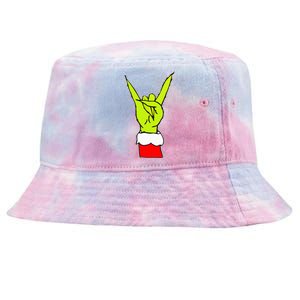 Funny Rock On Hand Christmas Rock & Roll Elf Xmas Tie-Dyed Bucket Hat