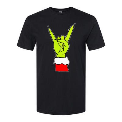 Funny Rock On Hand Christmas Rock & Roll Elf Xmas Softstyle CVC T-Shirt