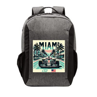 Formula Racing Open Wheel Car Retro Miami Circuit Usa Flag Vector Backpack