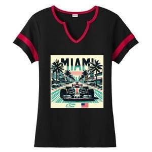 Formula Racing Open Wheel Car Ladies Halftime Notch Neck Tee