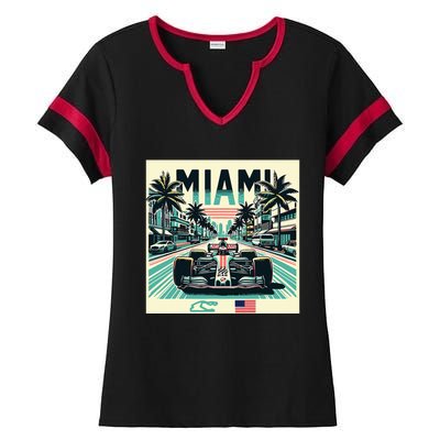 Formula Racing Open Wheel Car Ladies Halftime Notch Neck Tee