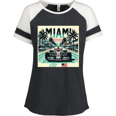 Formula Racing Open Wheel Car Enza Ladies Jersey Colorblock Tee