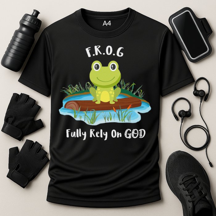 Fully Rely On God Acronym F.R.O.G  Cooling Performance Crew T-Shirt