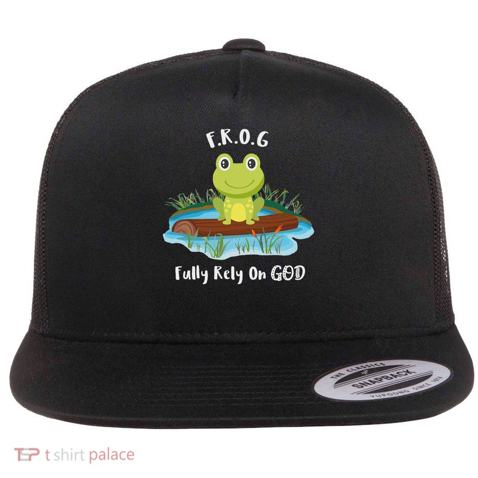 Fully Rely On God Acronym F.R.O.G  Flat Bill Trucker Hat