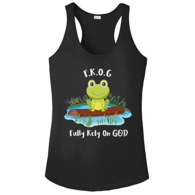 Fully Rely On God Acronym F.R.O.G  Ladies PosiCharge Competitor Racerback Tank