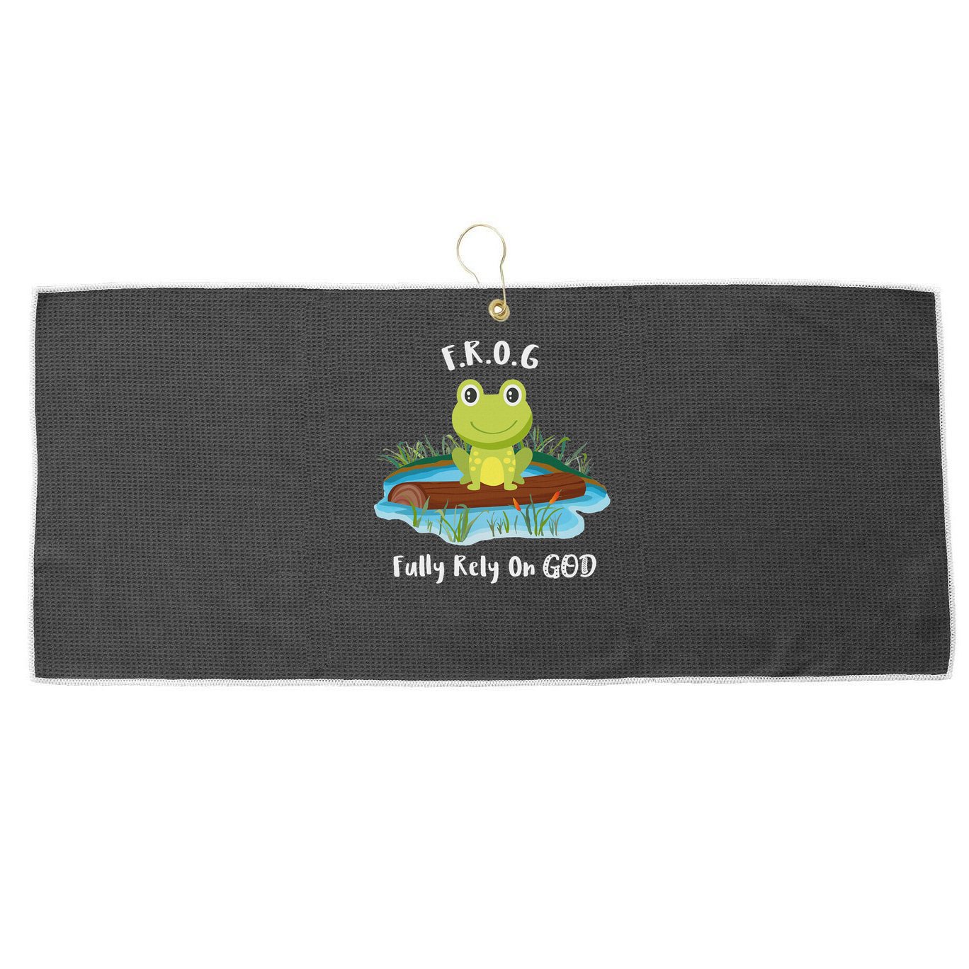 Fully Rely On God Acronym F.R.O.G  Large Microfiber Waffle Golf Towel