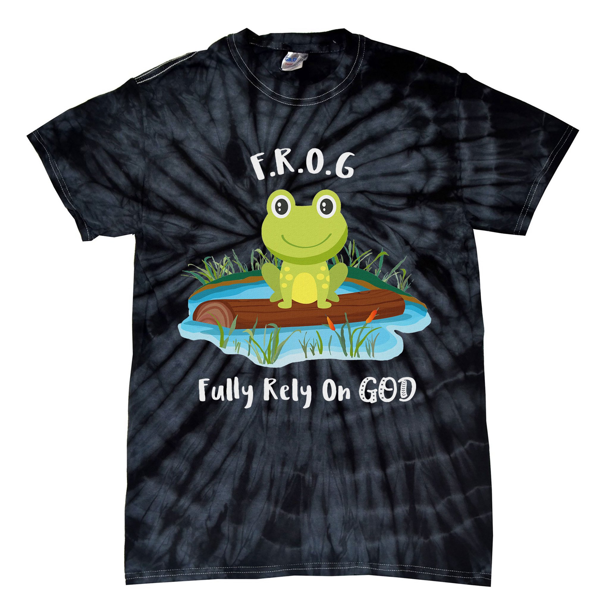 Fully Rely On God Acronym F.R.O.G  Tie-Dye T-Shirt