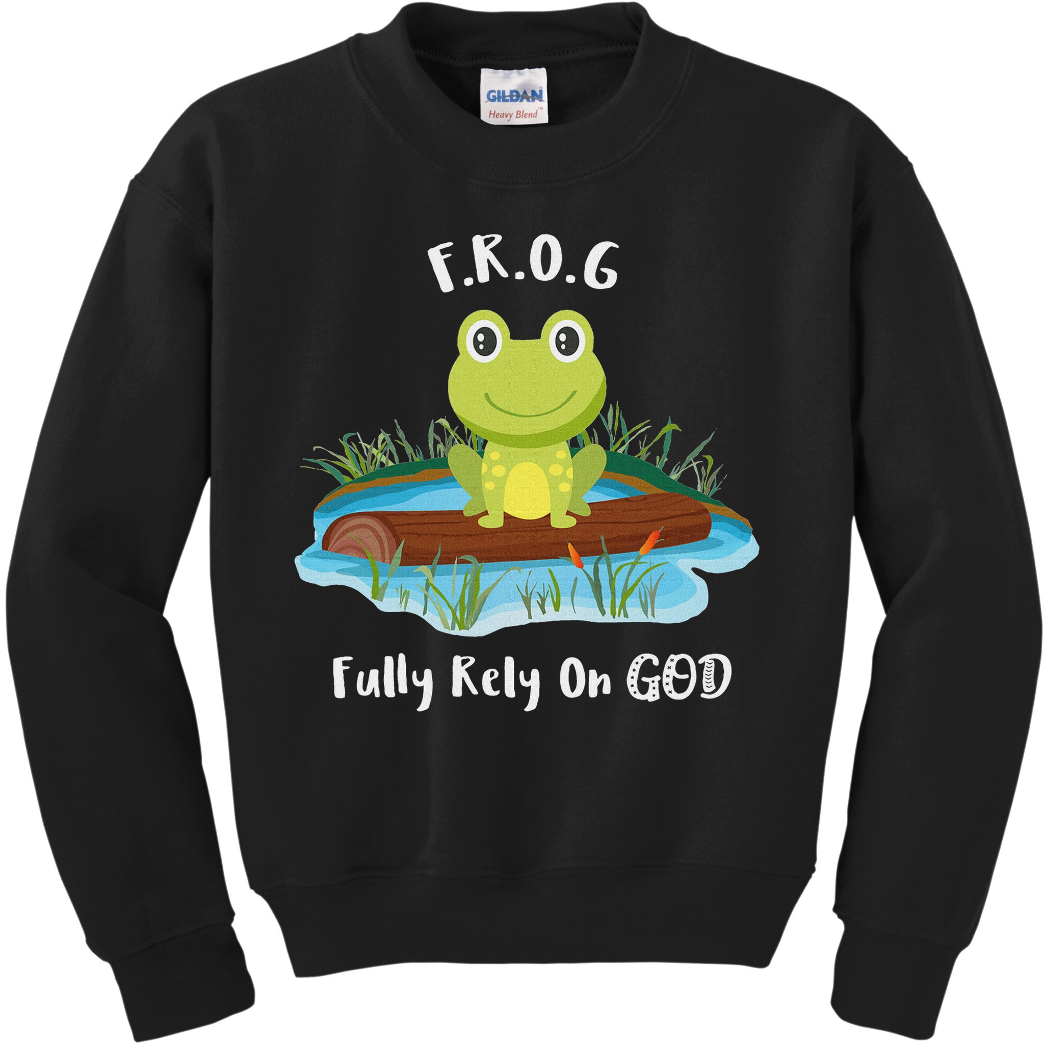 Fully Rely On God Acronym F.R.O.G  Kids Sweatshirt