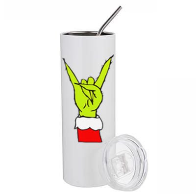 Funny Rock On Hand Christmas Rock & Roll Elf Xmas Stainless Steel Tumbler