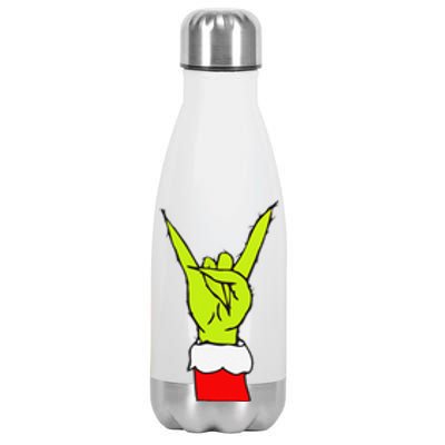 Funny Rock On Hand Christmas Rock & Roll Elf Xmas Stainless Steel Insulated Water Bottle