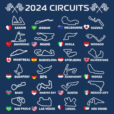 Formula Racing Open Wheel Race Car Fan World Circuits 2024 T-Shirt