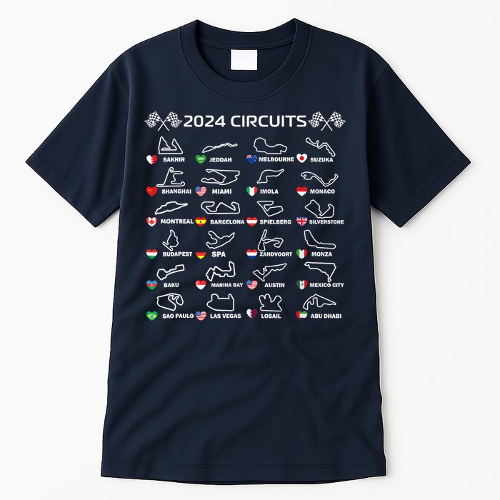 Formula Racing Open Wheel Race Car Fan World Circuits 2024 Tall T-Shirt
