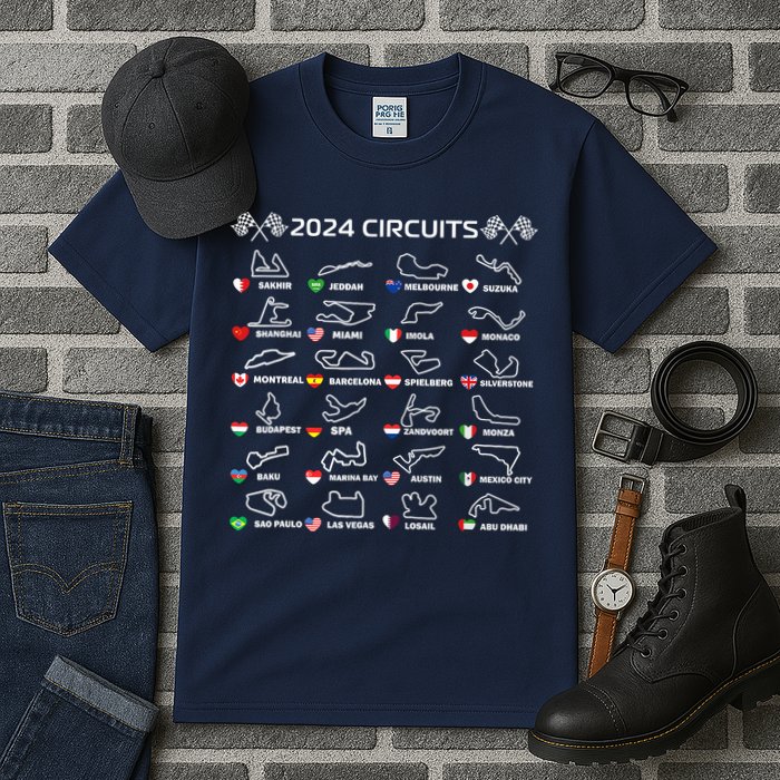 Formula Racing Open Wheel Race Car Fan World Circuits 2024 Tall T-Shirt