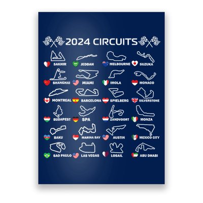 Formula Racing Open Wheel Race Car Fan World Circuits 2024 Poster