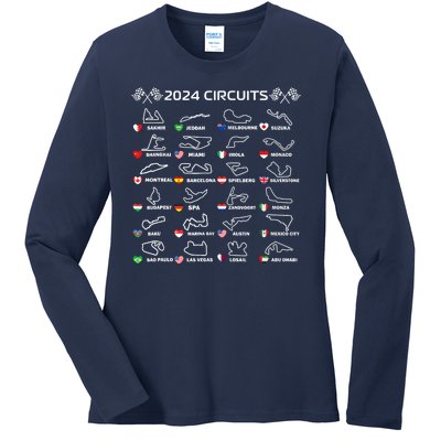 Formula Racing Open Wheel Race Car Fan World Circuits 2024 Ladies Long Sleeve Shirt