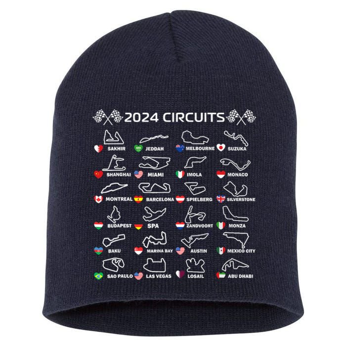 Formula Racing Open Wheel Race Car Fan World Circuits 2024 Short Acrylic Beanie