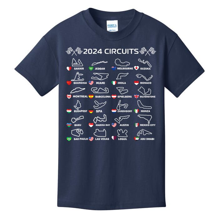 Formula Racing Open Wheel Race Car Fan World Circuits 2024 Kids T-Shirt