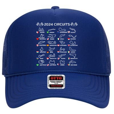 Formula Racing Open Wheel Race Car Fan World Circuits 2024 High Crown Mesh Back Trucker Hat