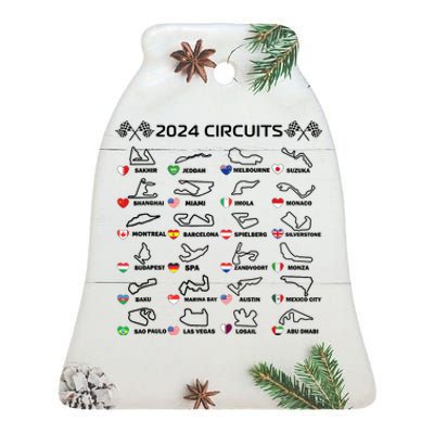 Formula Racing Open Wheel Race Car Fan World Circuits 2024 Ceramic Bell Ornament