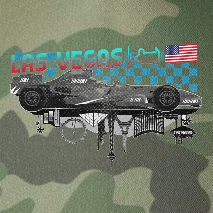 Formula Racing Open Wheel Car Las Vegas Circuit Usa Flag Legacy Tie Dye Trucker Hat
