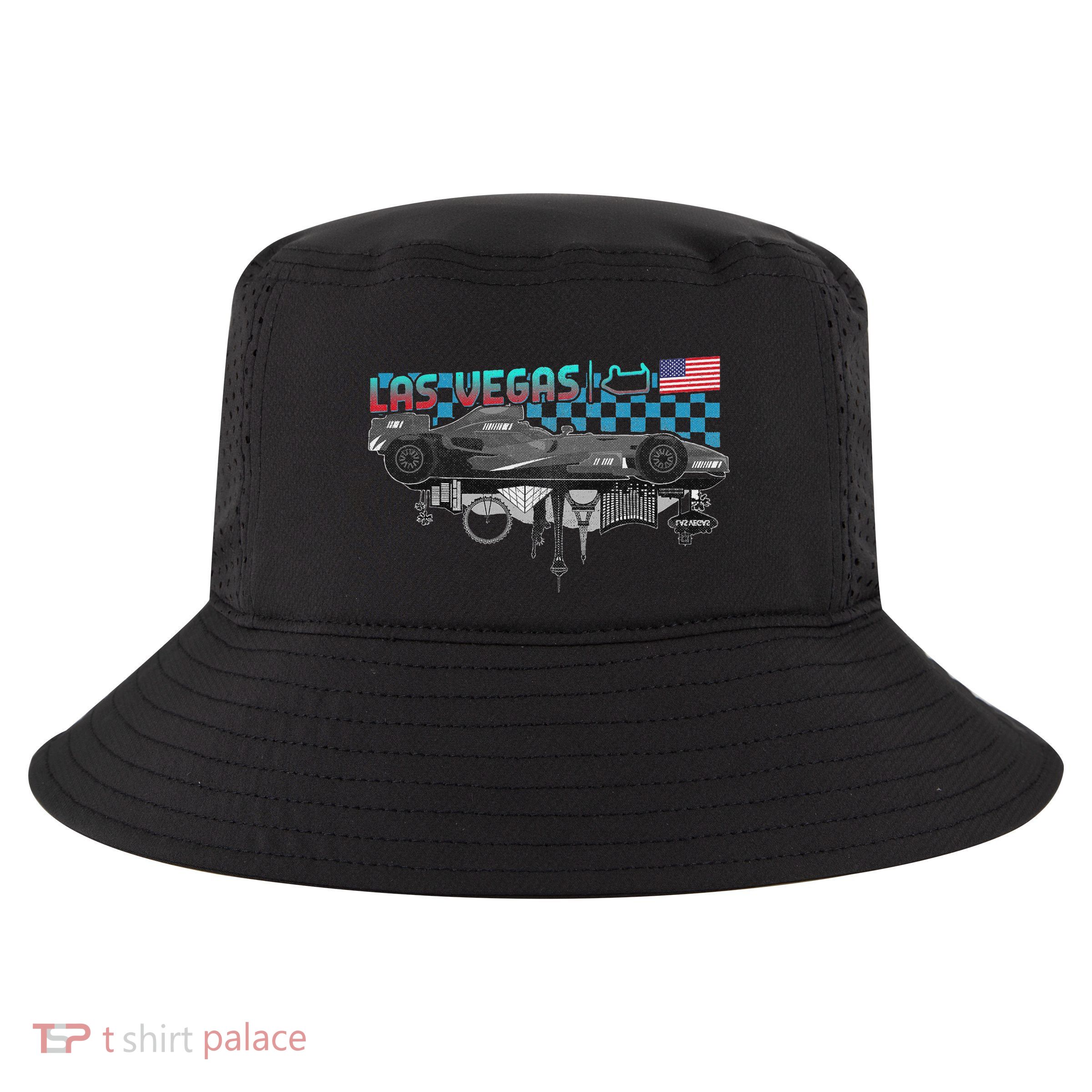 Formula Racing Open Wheel Car Las Vegas Circuit Usa Flag Cool Comfort Performance Bucket Hat