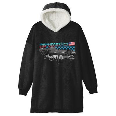 Formula Racing Open Wheel Car Las Vegas Circuit Usa Flag Hooded Wearable Blanket