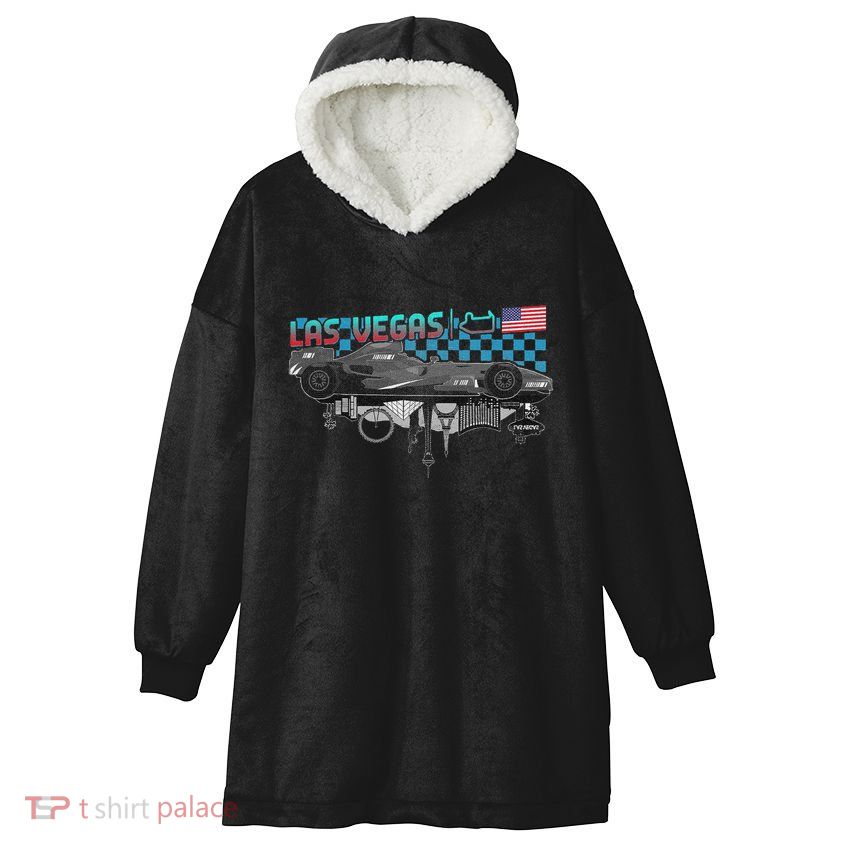 Formula Racing Open Wheel Car Las Vegas Circuit Usa Flag Hooded Wearable Blanket