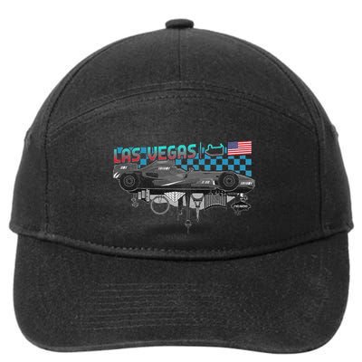 Formula Racing Open Wheel Car Las Vegas Circuit Usa Flag 7-Panel Snapback Hat
