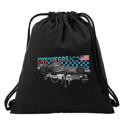 Formula Racing Open Wheel Car Las Vegas Circuit Usa Flag Drawstring Bag