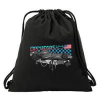 Formula Racing Open Wheel Car Las Vegas Circuit Usa Flag Drawstring Bag