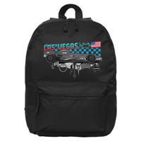 Formula Racing Open Wheel Car Las Vegas Circuit Usa Flag 16 in Basic Backpack
