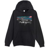 Formula Racing Open Wheel Car Las Vegas Circuit Usa Flag Premium Pullover Hoodie