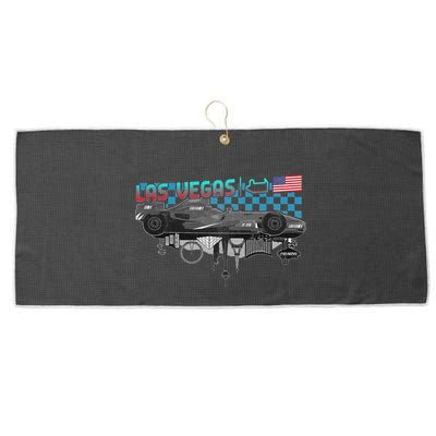 Formula Racing Open Wheel Car Las Vegas Circuit Usa Flag Large Microfiber Waffle Golf Towel